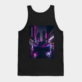 Chicago Night Ride Pink Sports Car Tank Top